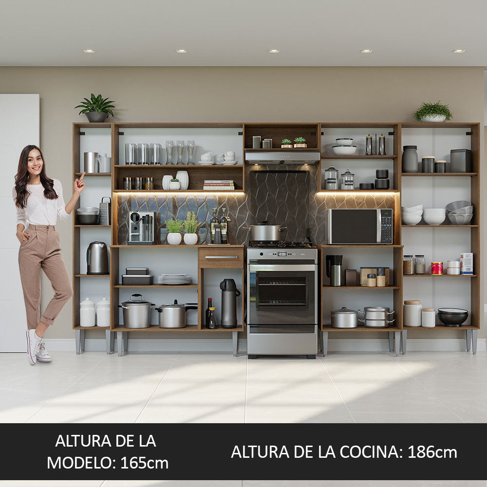 Cocina Integral Emilly 325 cm 02 Marrón Madesa