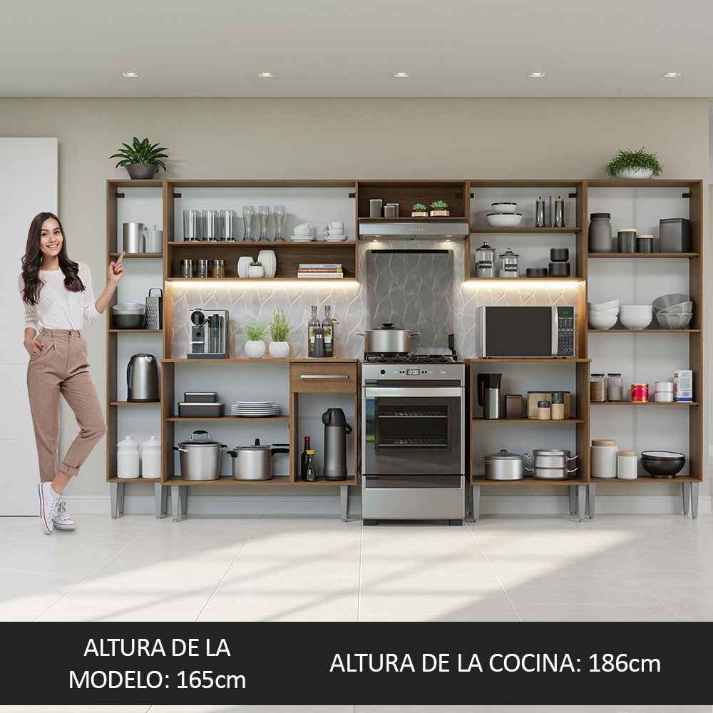 Cocina Integral Emilly 3.25 Metros Marrón/Blanco 02
