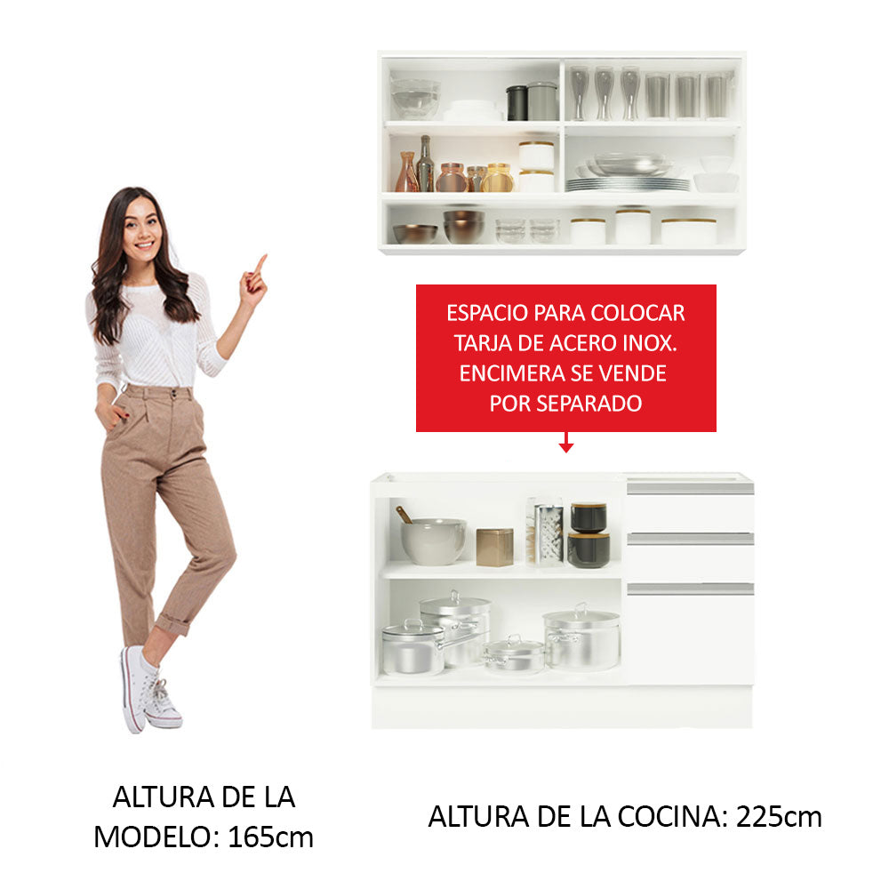 Cocina Integral Glamy 1.20 Metros Blanco 02
