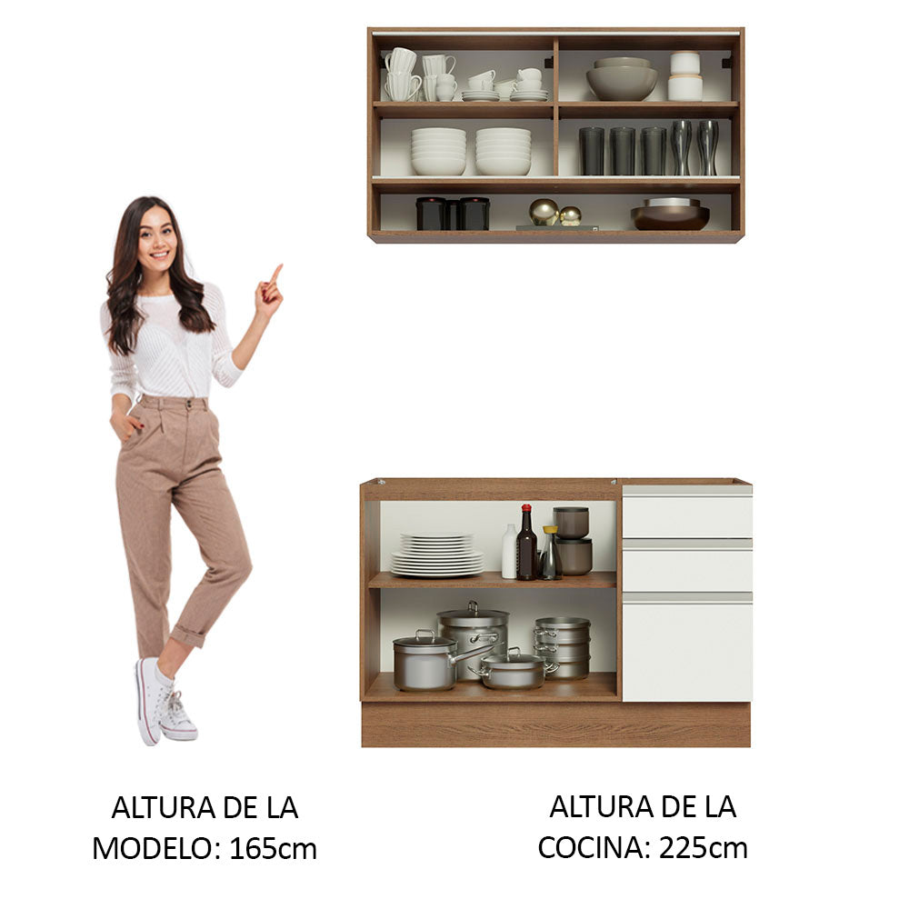 Cocina Integral Glamy 1.20 Metros Marrón/Blanco 02