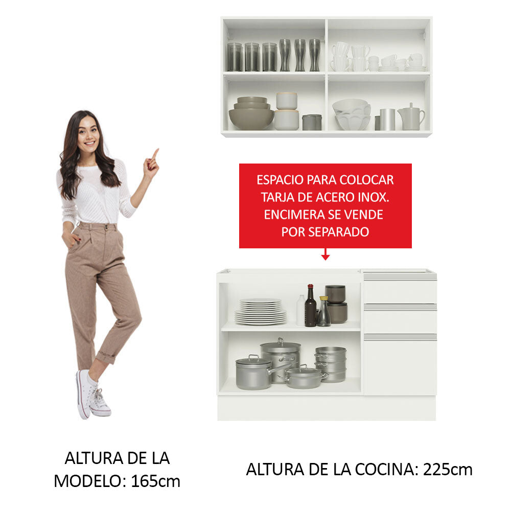Cocina Integral Glamy 120 cm 03 Blanco Madesa