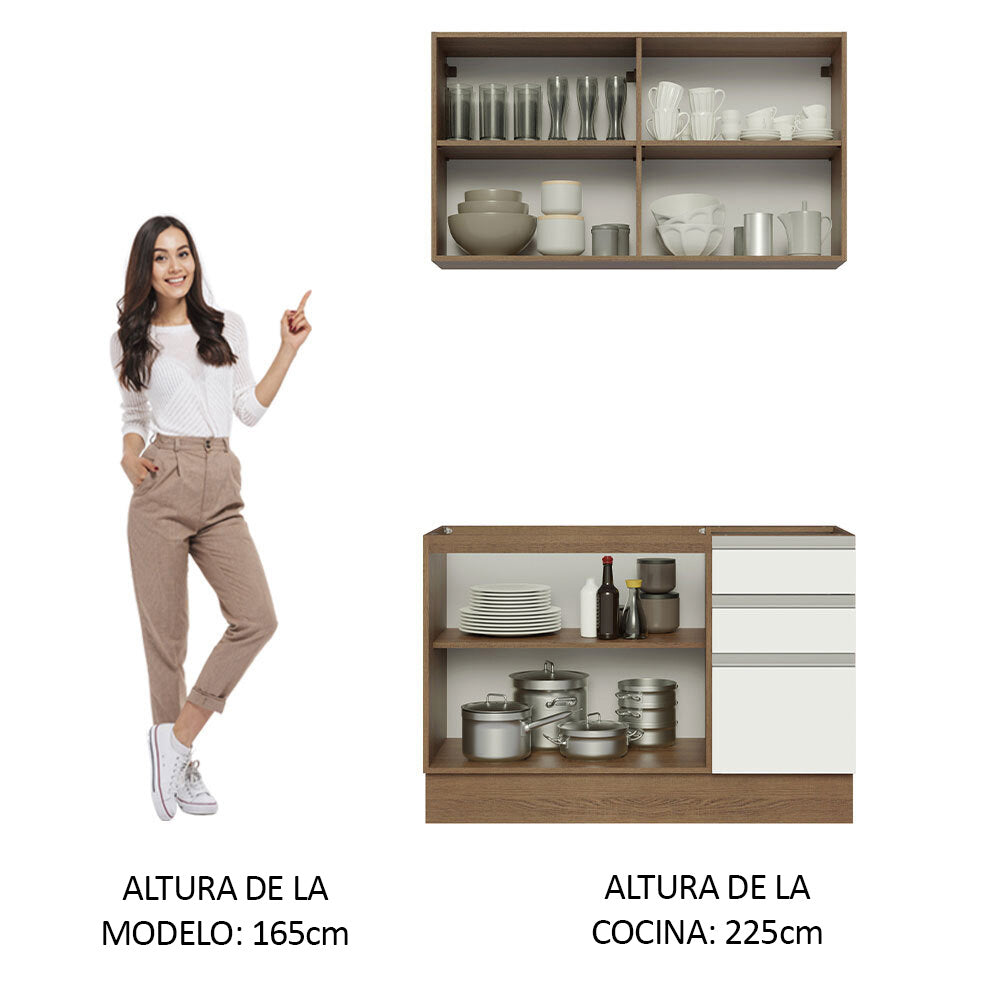 Cocina Integral Glamy 1.20 Metros Marrón/Blanco 03