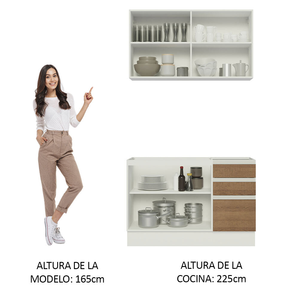 Cocina Integral Glamy 1.20 Metros Blanco/Marrón 03