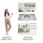 Cocina Integral Glamy 1.20 m con Mesón de Acero Blanco 01