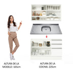 Cocina Integral Glamy 1.20 m con Mesón de Acero Blanco 02