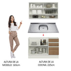 Cocina Integral Glamy 1.20 m con Mesón de Acero Blanco/Marrón 02