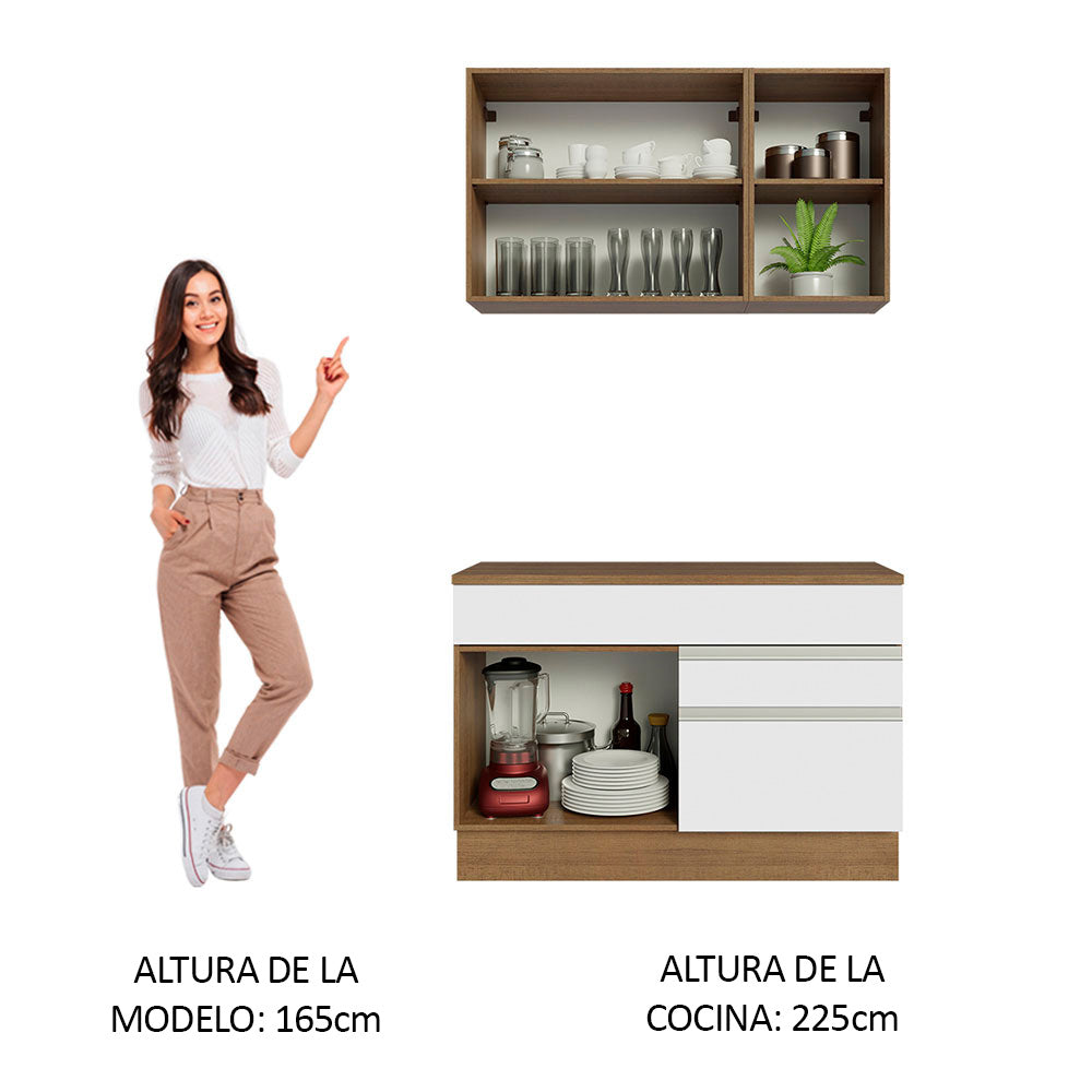 Cocina Integral Glamy 1.20 m con Encimera de MDP Marrón/Blanco 08