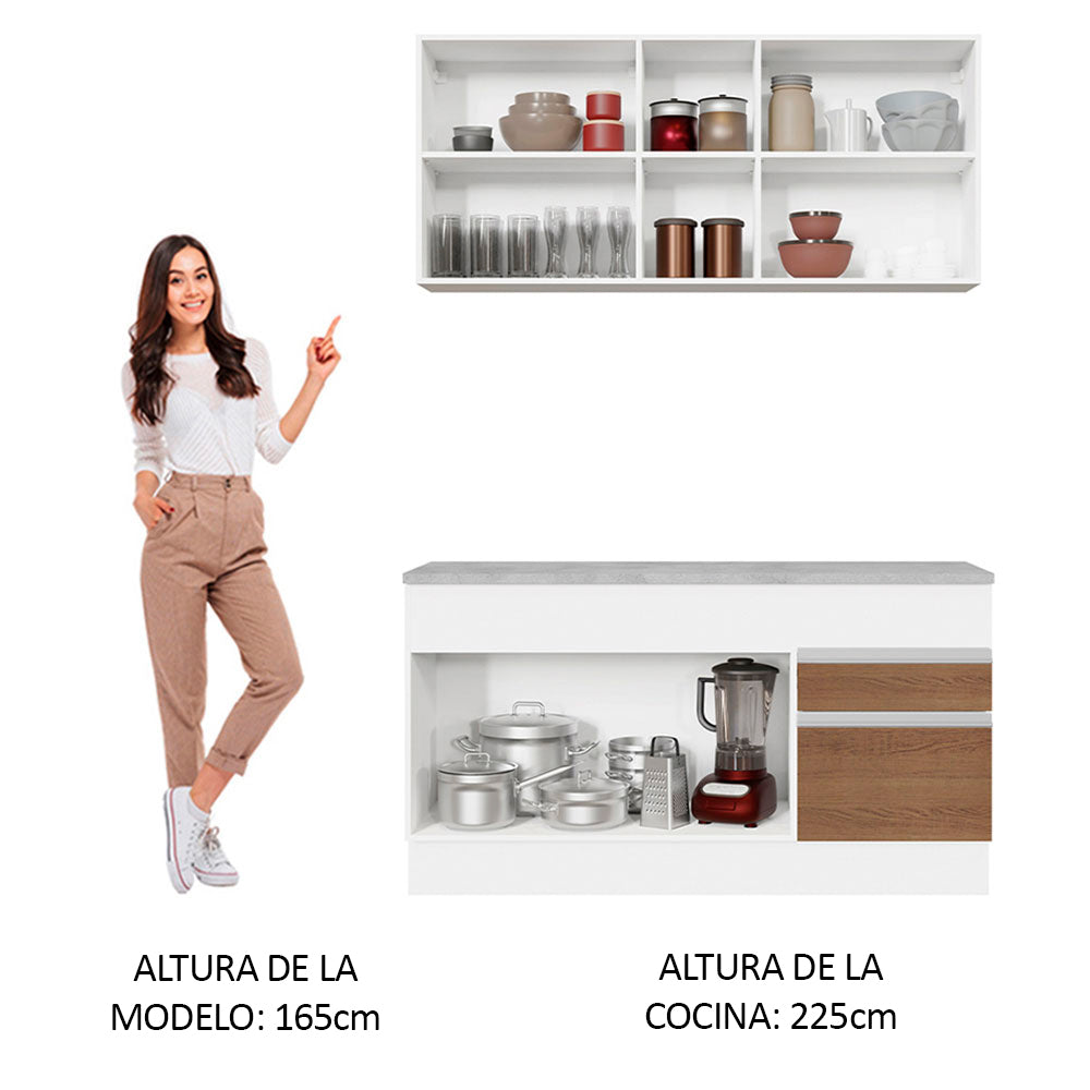 Cocina Integral Glamy 1.50 m con Encimera Blanco/Marrón 01