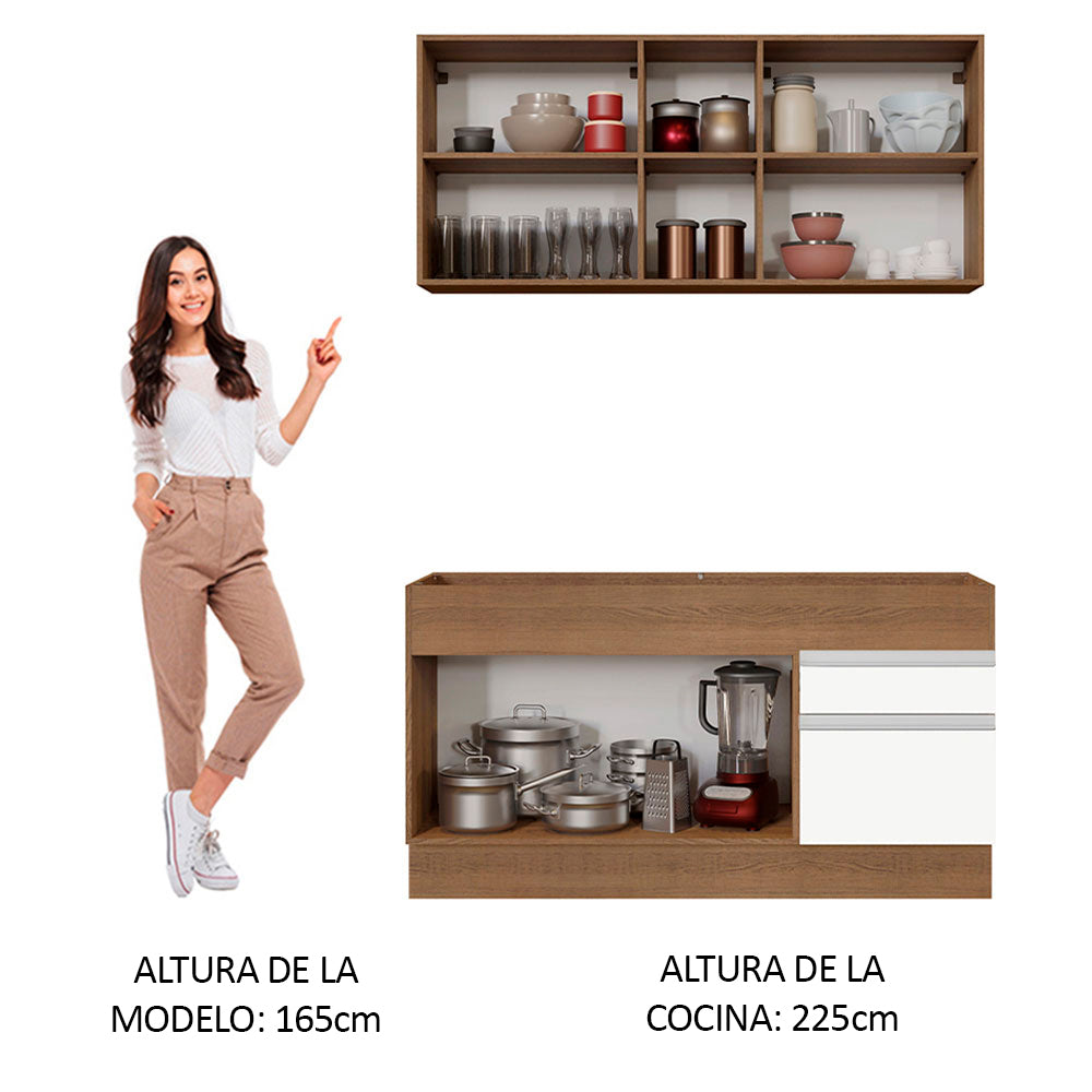 Cocina Integral Glamy 1.50 Metros Marrón/Blanco 02