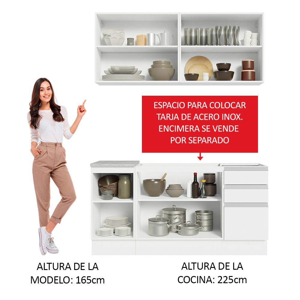 Cocina Integral Glamy 1.60 Metros Blanco 01