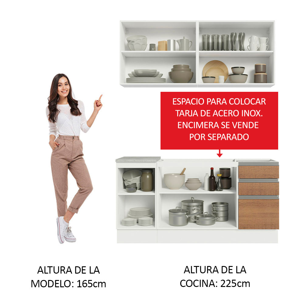 Cocina Integral Glamy 1.60 Metros Blanco/Marrón 01