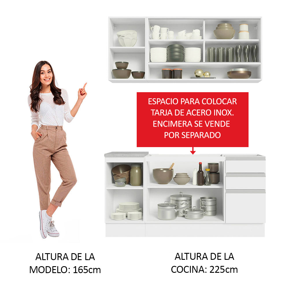 Cocina Integral Glamy 1.60 Metros Blanco 02