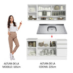 Cocina Integral Glamy 1.60 m con Mesón de Acero Blanco 02
