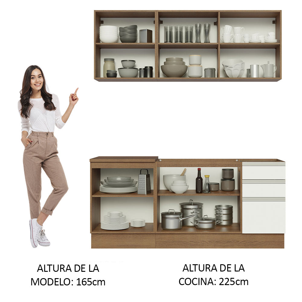 Cocina Integral Glamy 1.80 Metros Marrón/Blanco 05