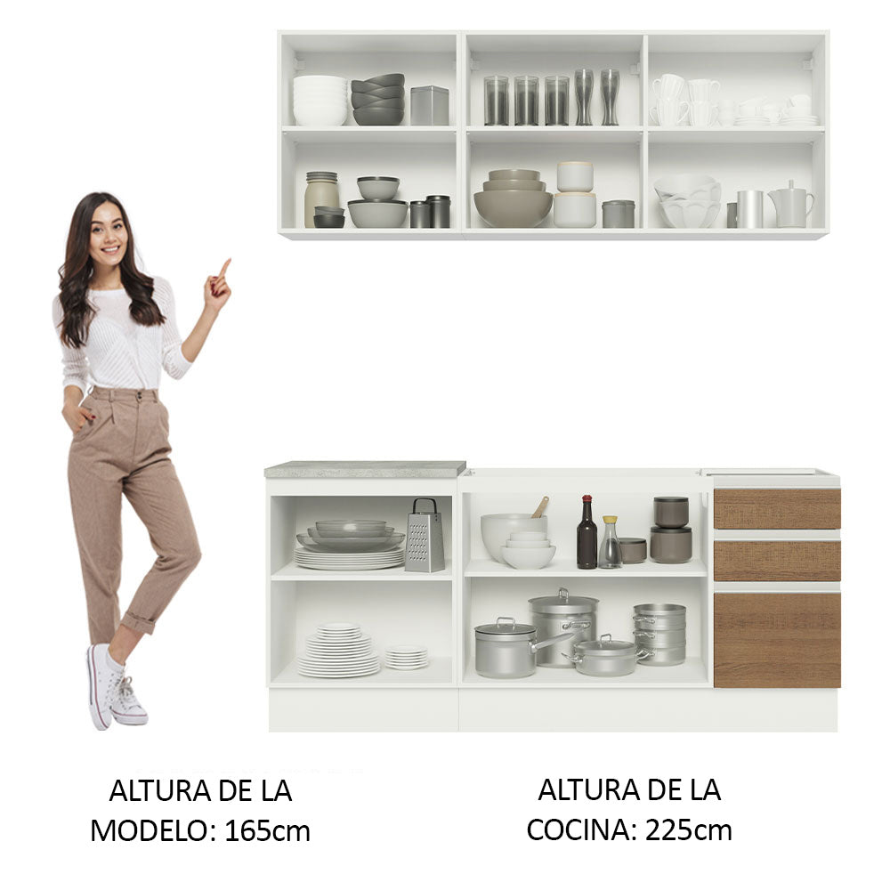 Cocina Integral Glamy 1.80 Metros Blanco/Marrón 05