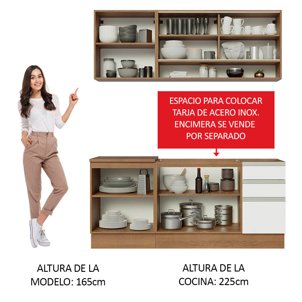 Cocina Integral Glamy 1.80 Metros Marrón/Blanco 06