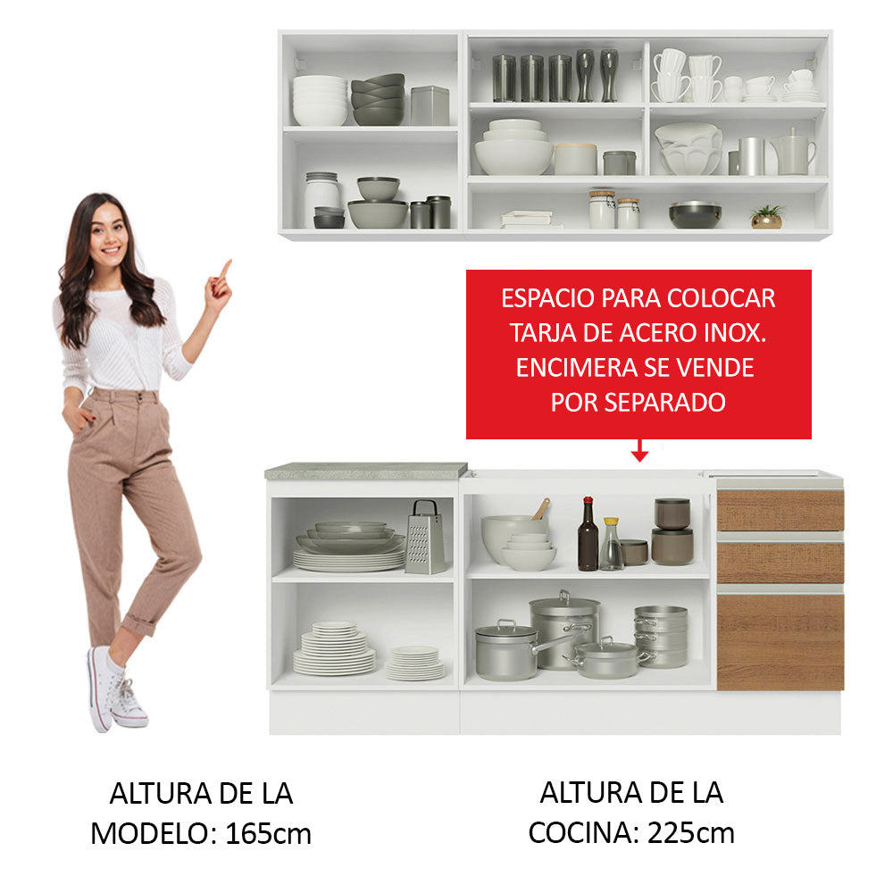 Cocina Integral Glamy 1.80 Metros Blanco/Marrón 06