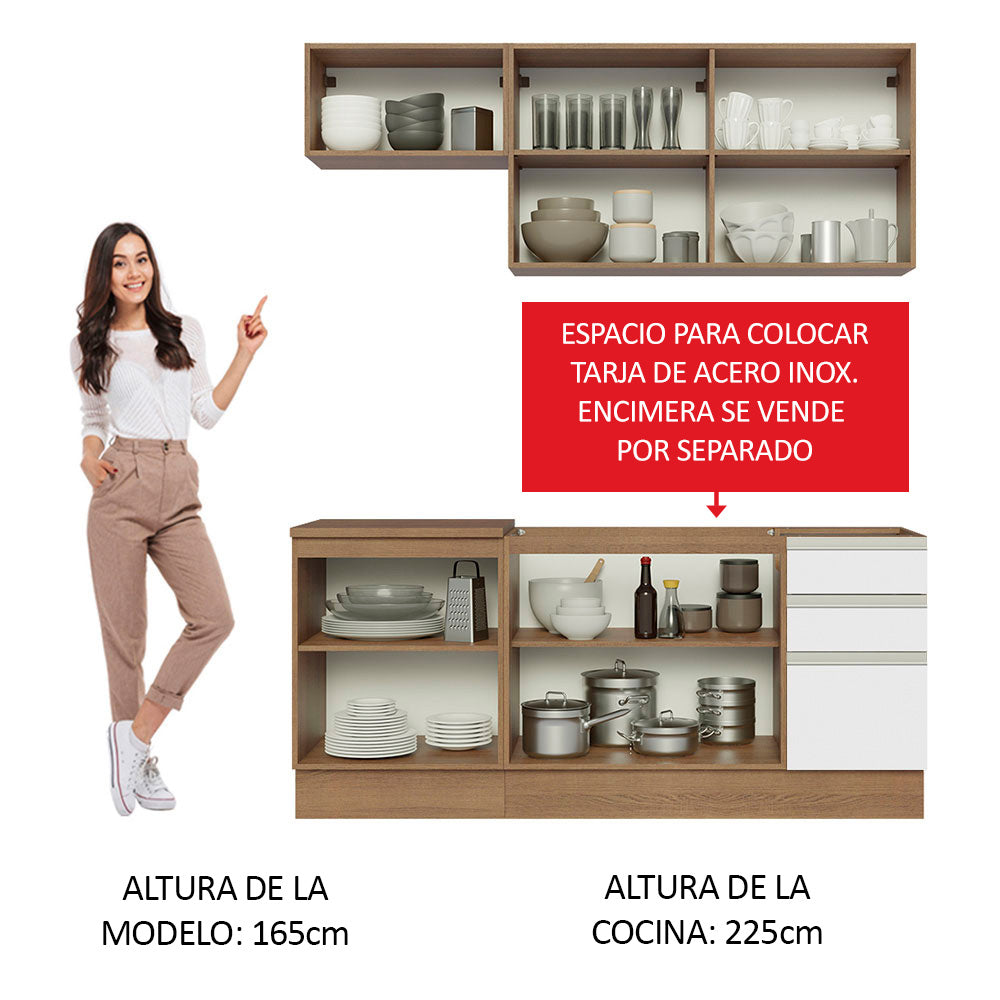 Cocina Integral Glamy 1.80 Metros Marrón/Blanco 07