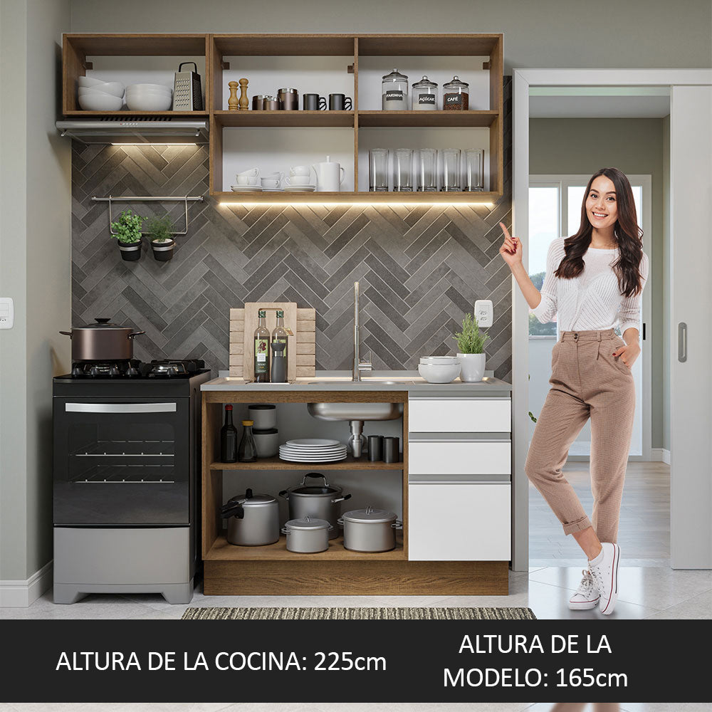 Cocina Integral Glamy 1.80 Metros Marrón/Blanco 09