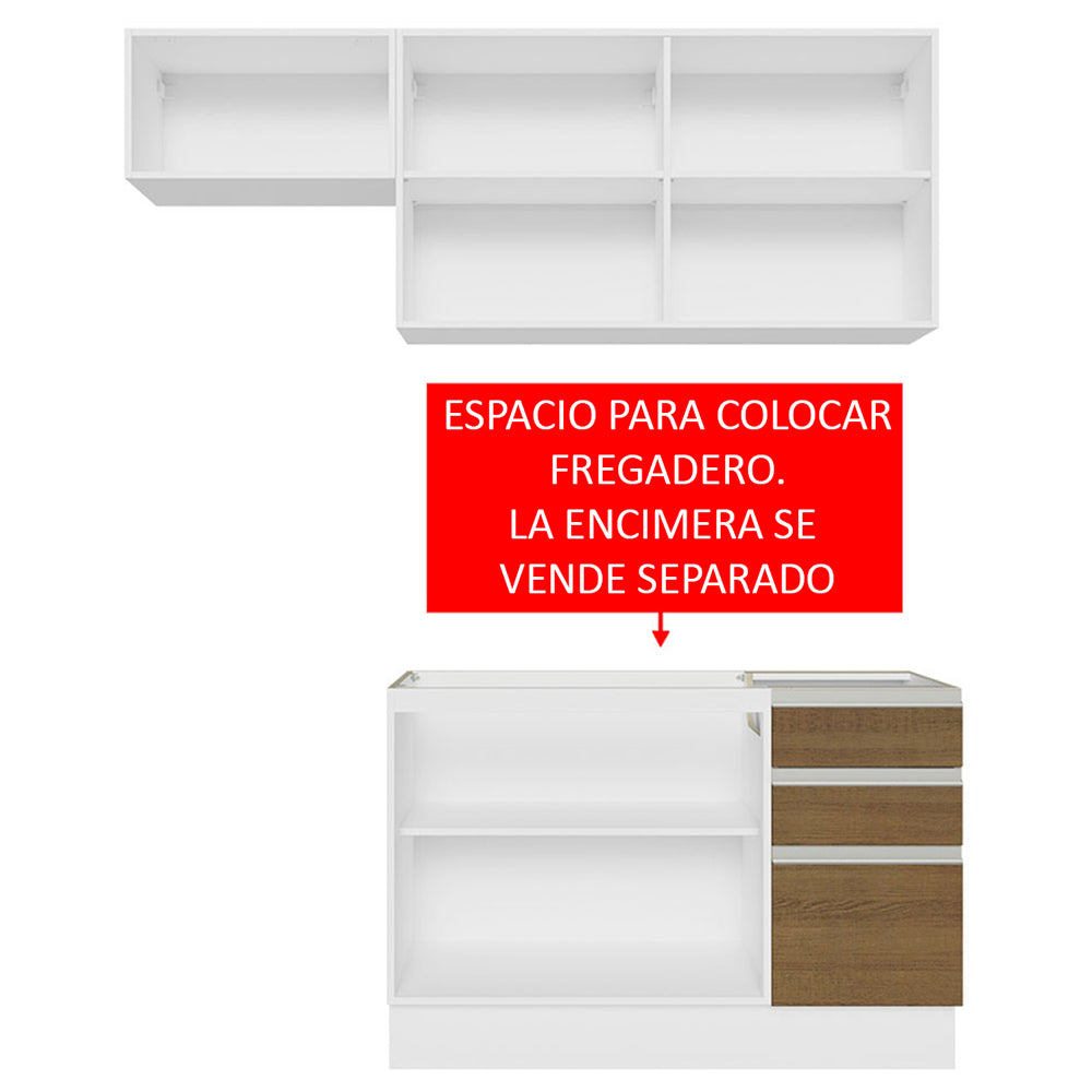 Cocina Integral Glamy 1.80 Metros Blanco/Marrón 09