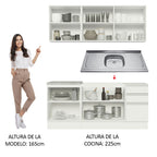 Cocina Integral Glamy 1.80 m con Mesón de Acero Blanco 05