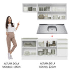 Cocina Integral Glamy 1.80 m con Mesón de Acero Blanco 07
