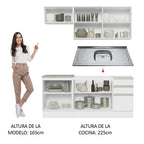 Cocina Integral Glamy 1.80 m con Mesón de Acero Blanco 13