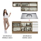 Cocina Integral Glamy 1.80 m con Mesón de Acero Marrón/Blanco 13