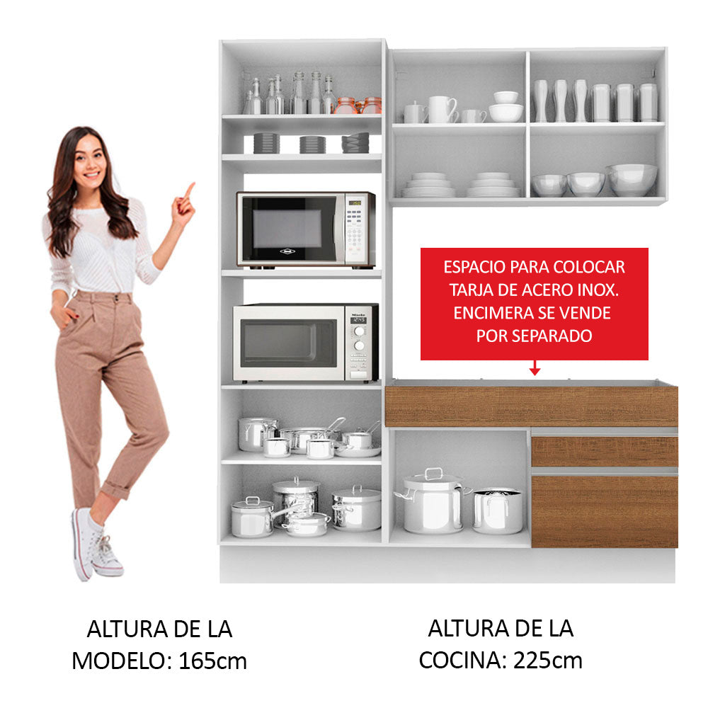 Cocina Integral Lívia 1.90 Metros Blanco/Marrón