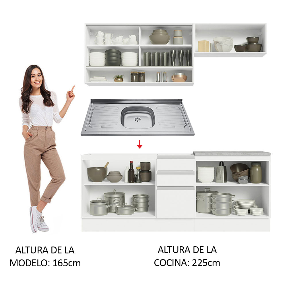 Cocina Integral Glamy 2.00 m con Mesón de Acero 03