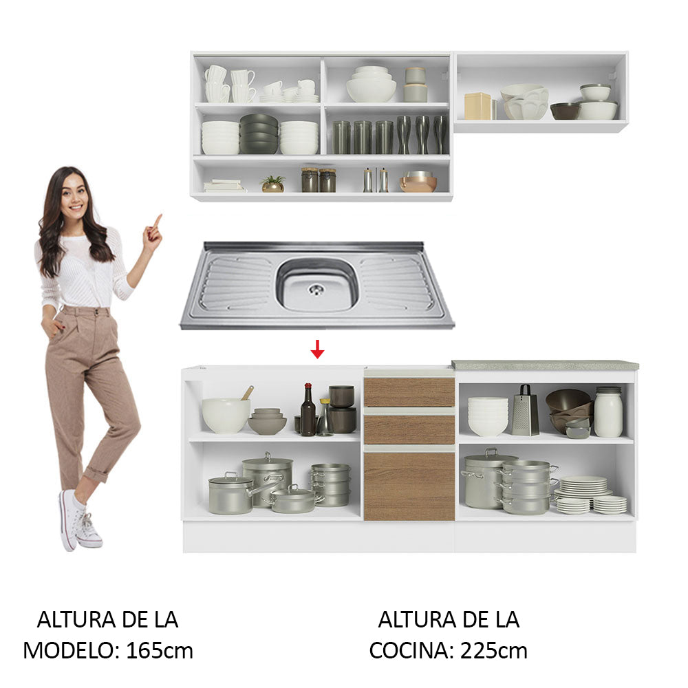 Cocina Integral Glamy 2.00 m con Mesón de Acero 03
