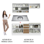 Cocina Integral Glamy 2.00 m con Mesón de Acero 03