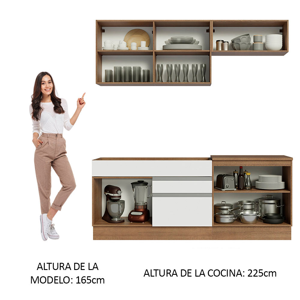 Cocina Integral Glamy 200 cm 07 Marrón/Blanco Madesa