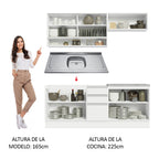 Cocina Integral Glamy 2.00 m con Mesón de Acero Blanco 09