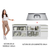 Kit 2 Muebles de Cocina Bajo Glamy 2.00 m con Mesón de Acero