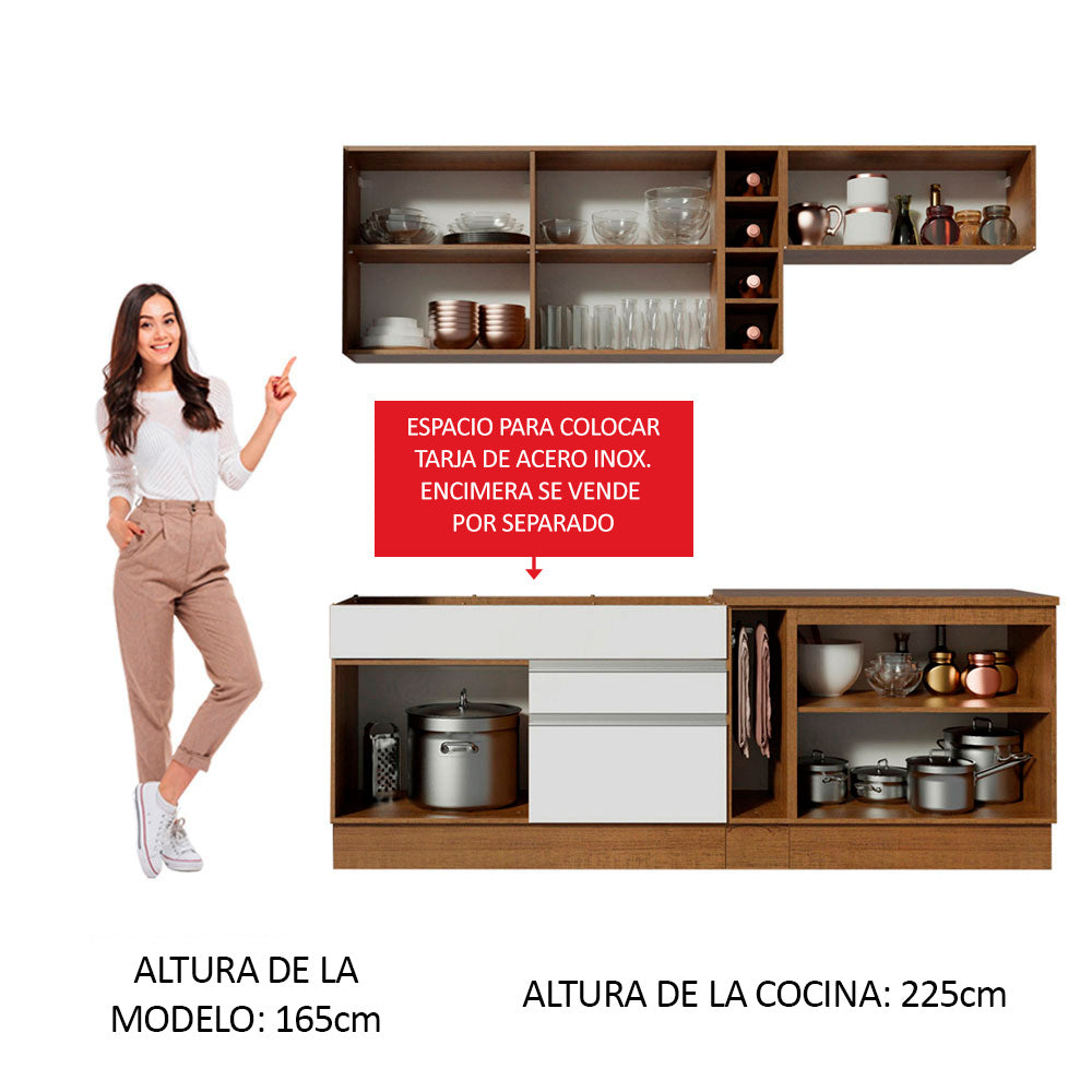 Cocina Integral Parma 2.20 Metros Marrón/Blanco/Marrón 02