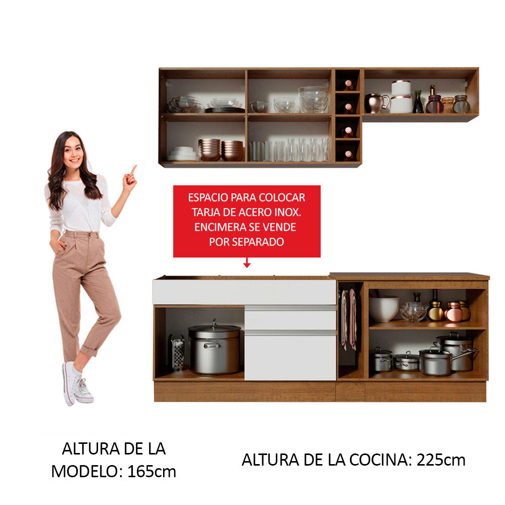 Cocina Integral Parma 2.20 Metros Marrón/Blanco 02