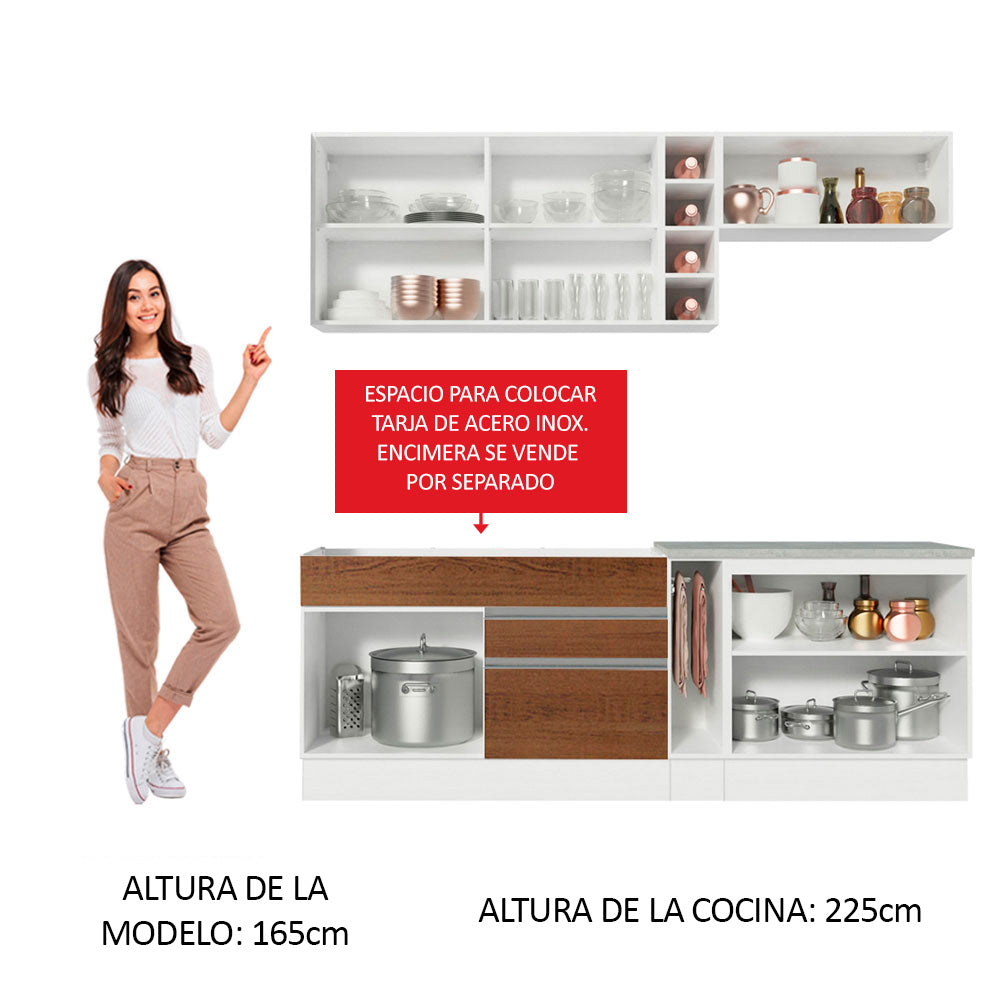 Cocina Integral Parma 2.20 Metros Blanco/Marrón 02
