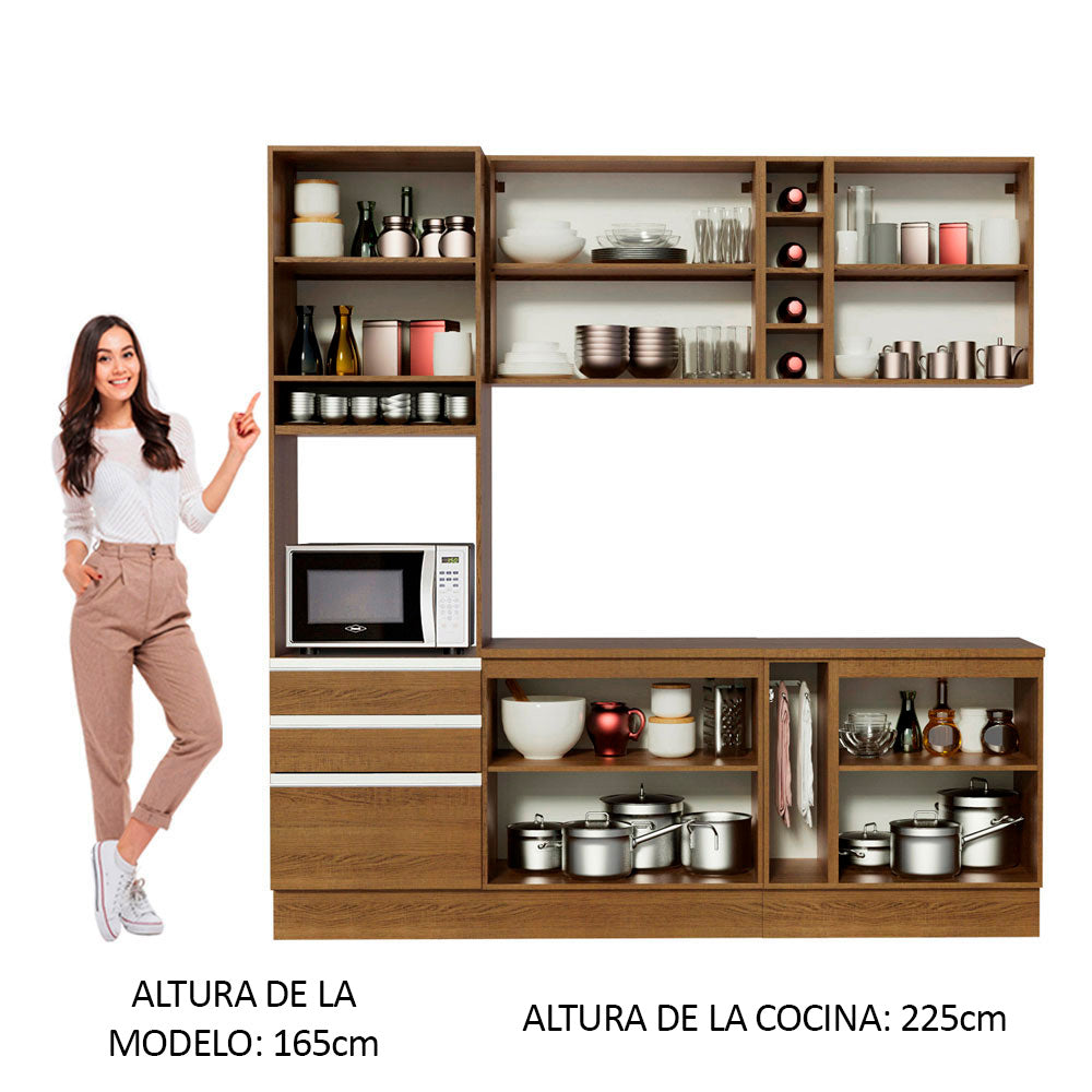 Cocina Integral Áquila 2.20 m con Encimeras de MDP Marrón