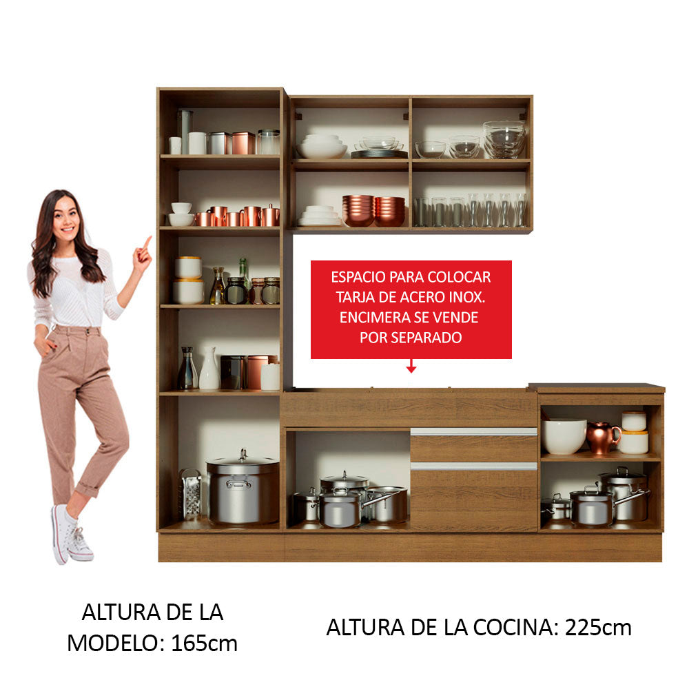 Cocina Integral Bari 2.40 Metros Marrón