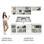Cocina Integral Glamy 2.40 m con Mesón de Acero Blanco 03