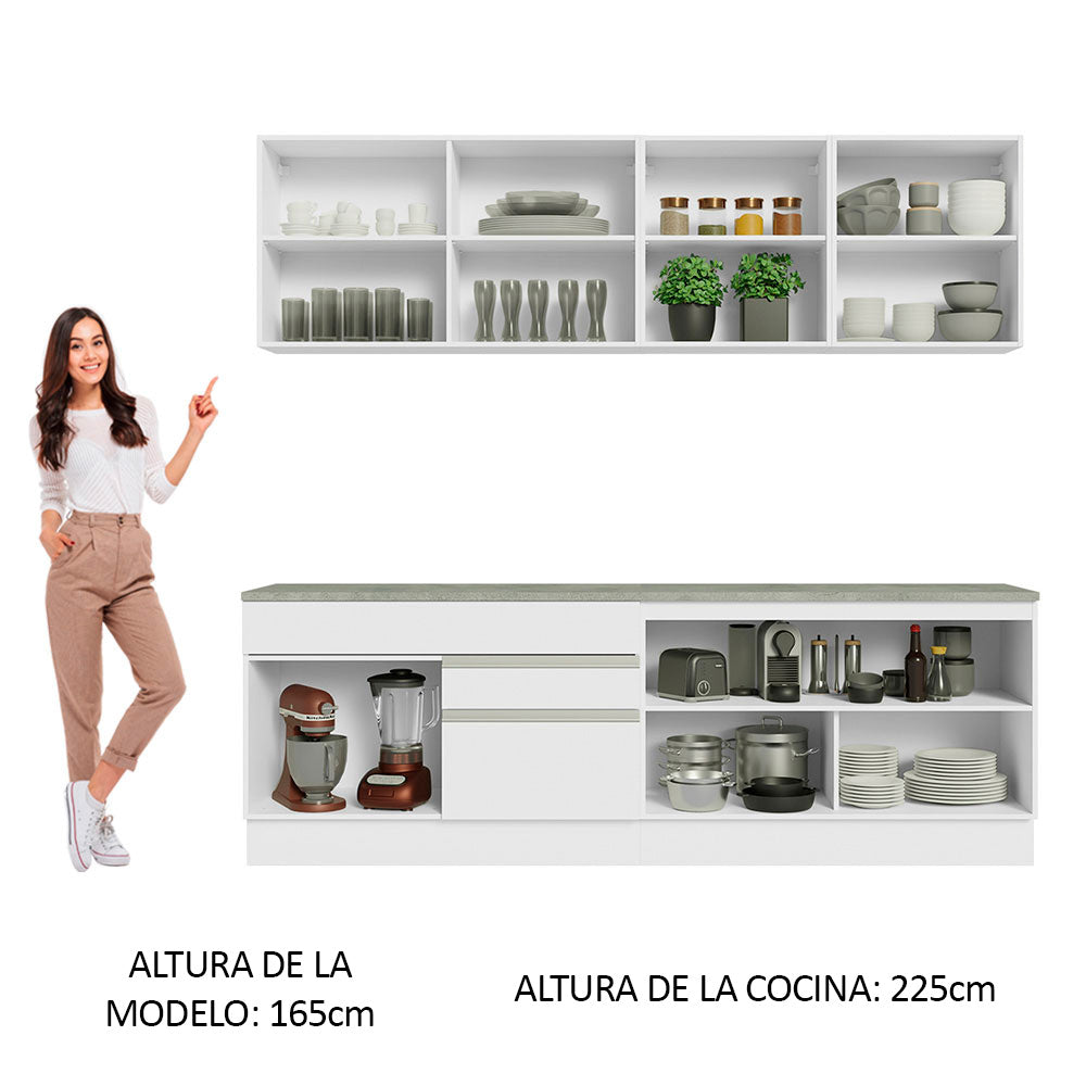 Cocina Integral Glamy 2.40 m con Encimeras Blanco 06