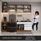 Cocina Integral Glamy 2.40 Metros Marrón/Blanco 07