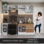 Cocina Integral Glamy 2.40 Metros Blanco/Marrón 07