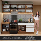 Cocina Integral Glamy 2.40 Metros Marrón/Blanco 08