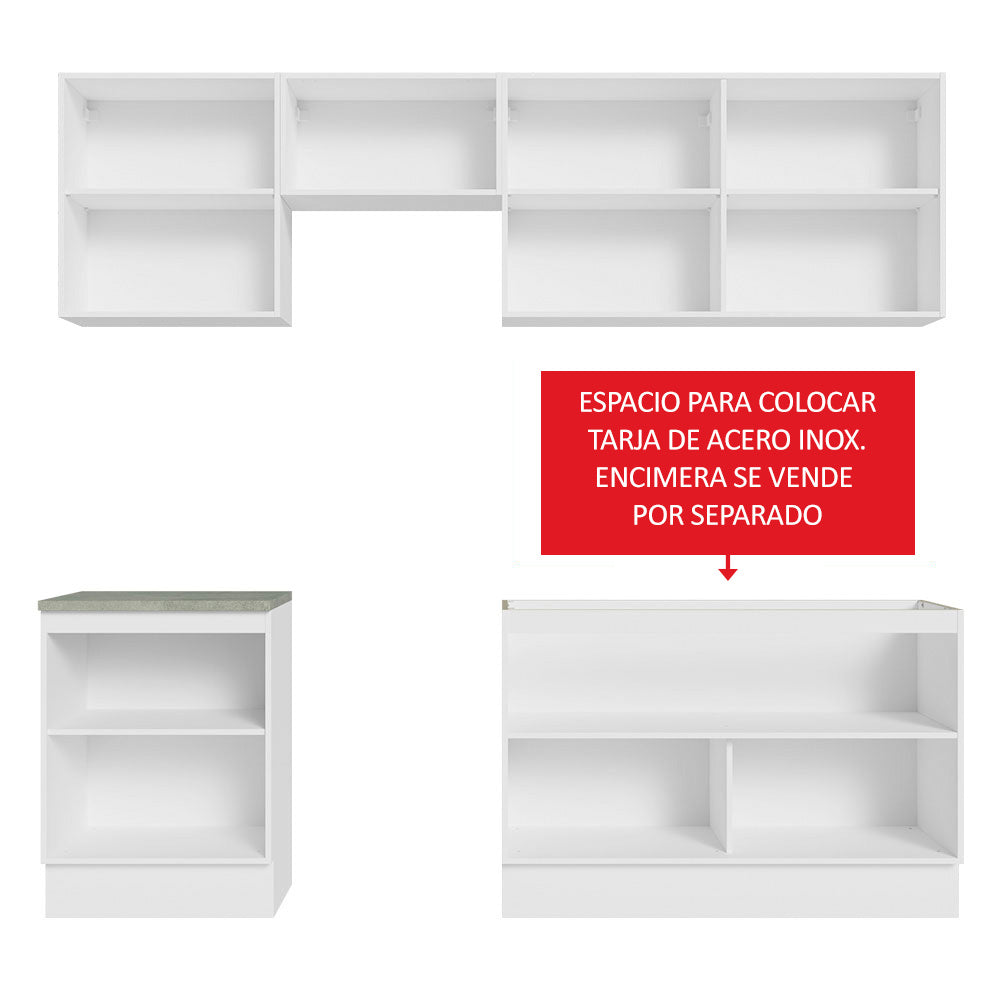 Cocina Integral Glamy 2.40 Metros Blanco/Marrón 09