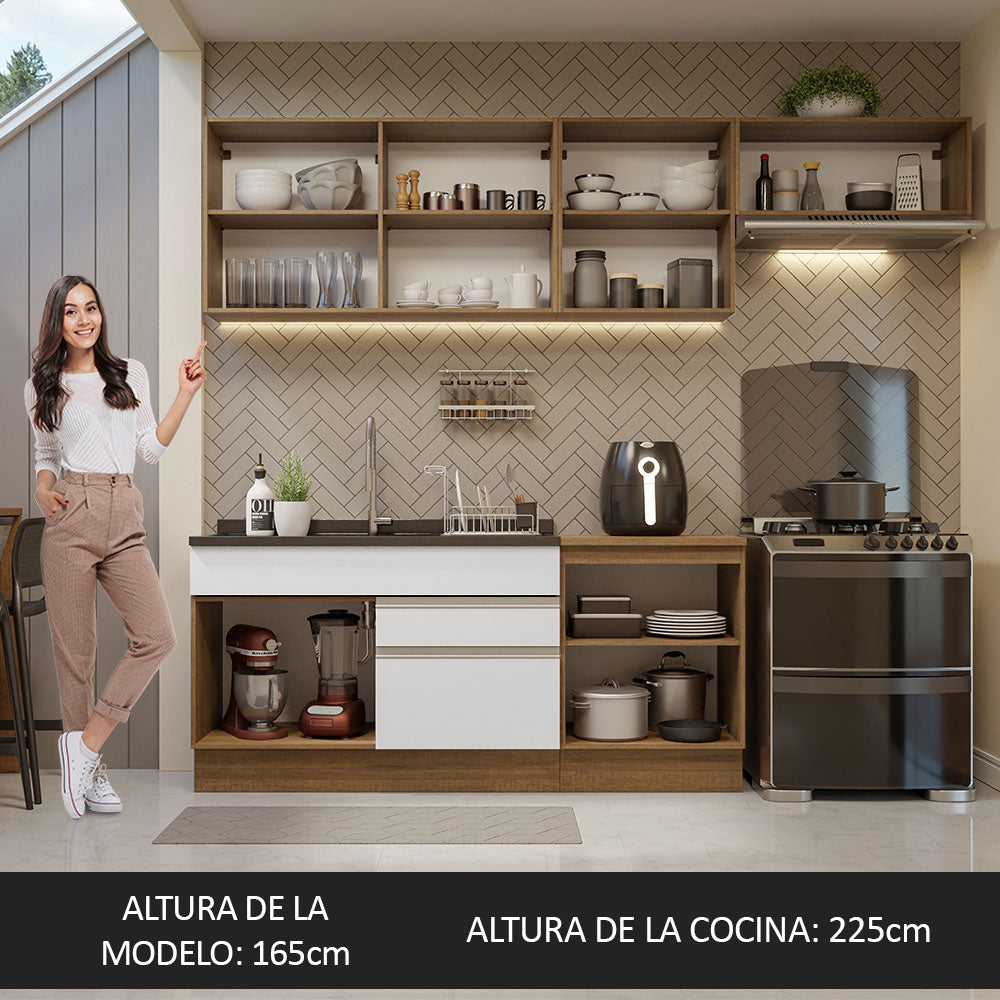 Cocina Integral Glamy 2.60 Metros Marrón/Blanco 03