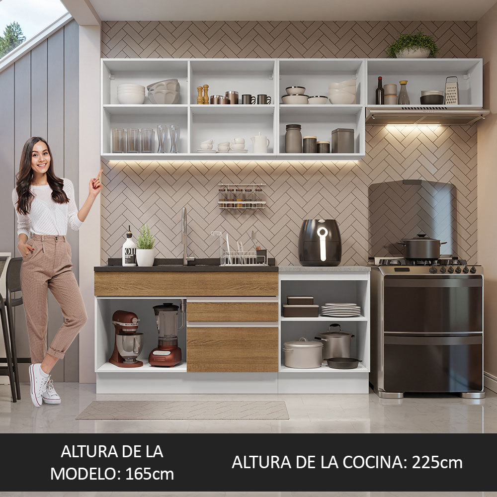 Cocina Integral Glamy 2.60 Metros Blanco/Marrón 03