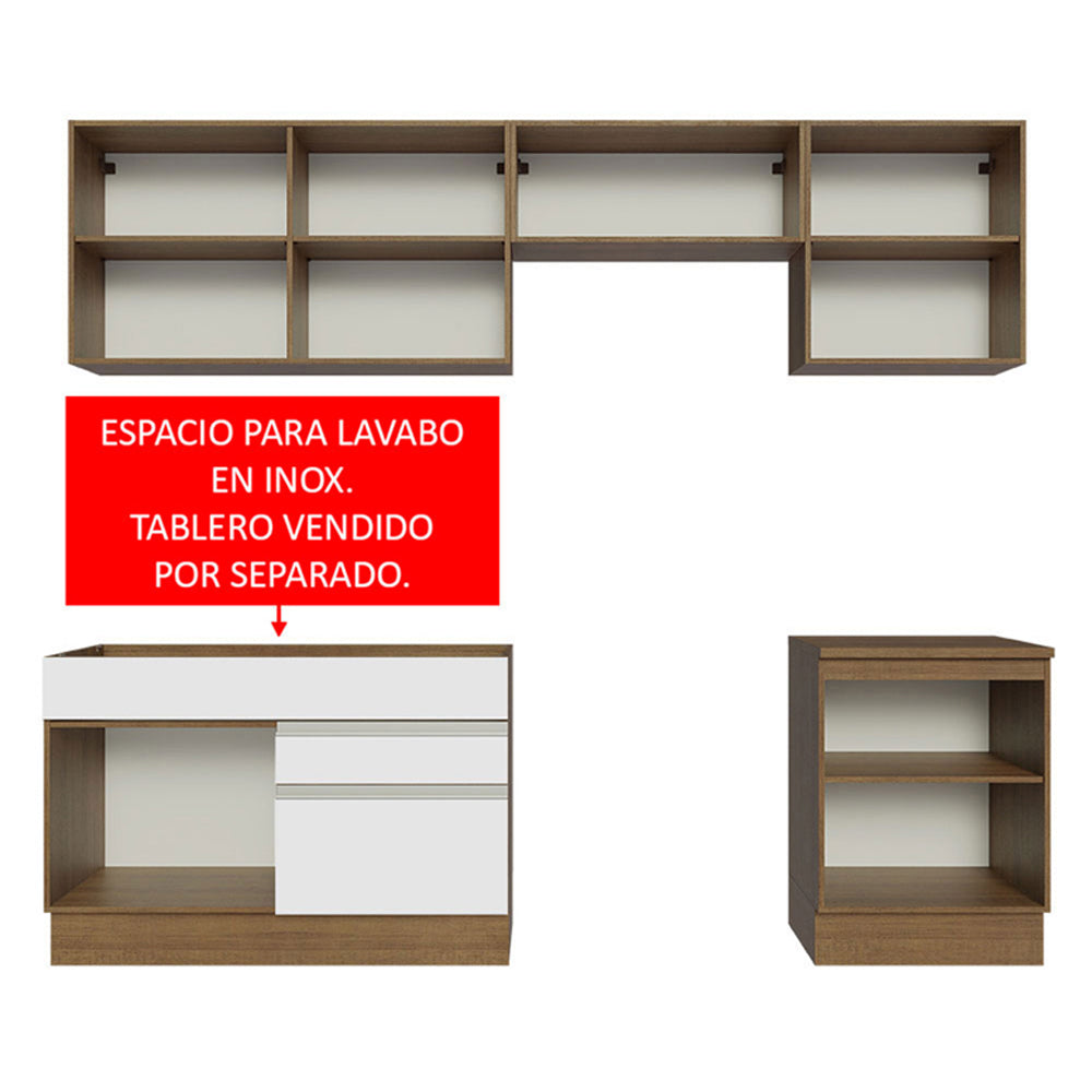 Cocina Integral Glamy 2.60 Metros Marrón/Blanco 04