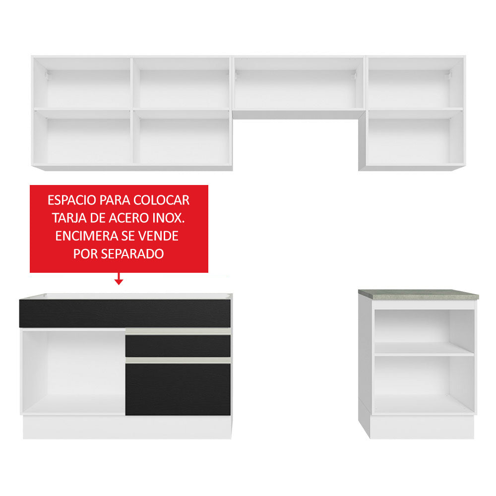 Cocina Integral Glamy 2.60 Metros Blanco/Negro 05